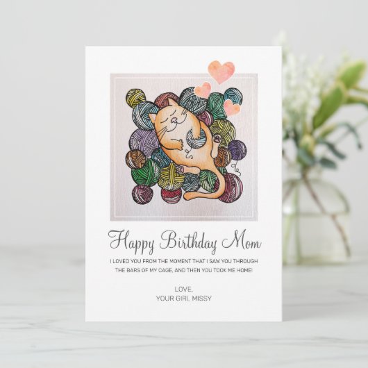 Schattigee verjaardag moeder van reddingkat kaart (Staand voorkant)