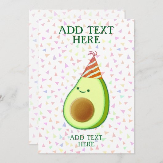 Schattigee verjaardag van de avocado kaart (Voorkant / Achterkant)
