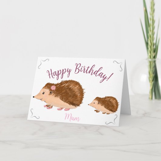 Schattigee verjaardag van Hedgehog Mum Kaart (Voorkant)