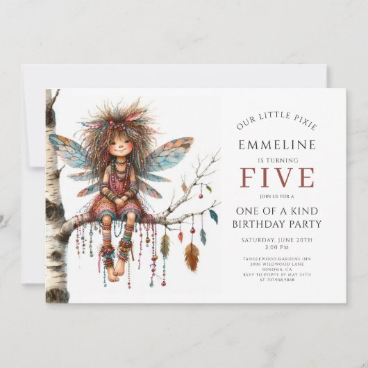 Schattigee verjaardag van Pixie Fairy Girl Kaart (Voorkant)