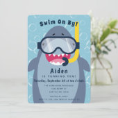 Schattigee verjaardag van Shark Pool Party Kaart (Staand voorkant)