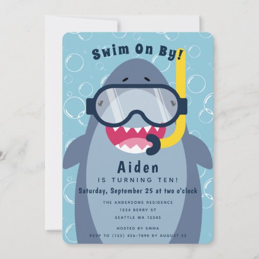 Schattigee verjaardag van Shark Pool Party Kaart (Voorkant)