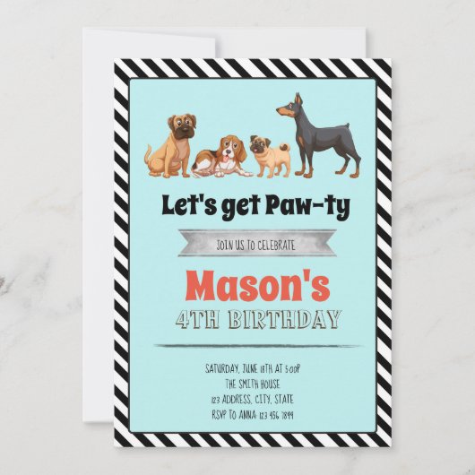 Schattigee verjaardagsfeestuitnodiging kaart (Voorkant)