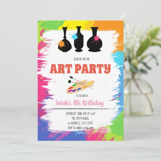 Schattigee verjaardagsfeestuitnodiging voor aardew kaart (Staand voorkant)