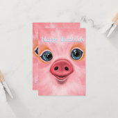 Schattigee verjaardagskaarten voor babyvarkens kaart (Voorkant / Achterkant in situ)