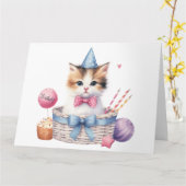 Schattigee verjaardagskaarten voor kittens kaart (Gele Bloem)