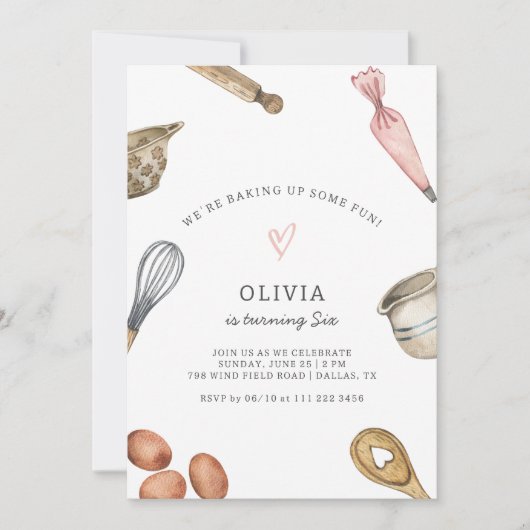 Schattigee verjaardagsuitnodiging van het bakkersf kaart (Voorkant)