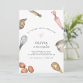 Schattigee verjaardagsuitnodiging van het bakkersf kaart (Staand voorkant)