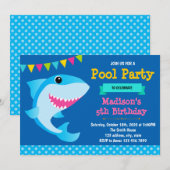 Schattigee verjaardagsuitnodiging voor haaien kaart (Voorkant / Achterkant)