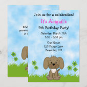 Schattigee verjaardagsuitnodiging voor puppy's voo kaart (Voorkant / Achterkant)