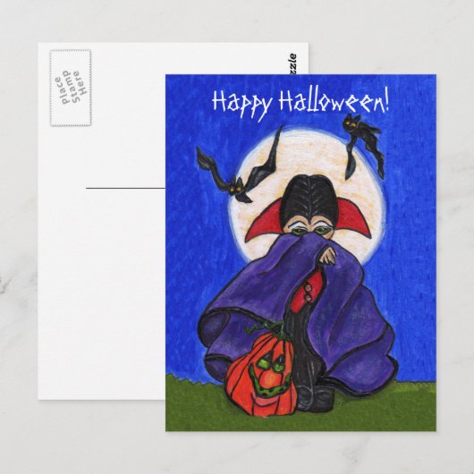 Schattigee verlegen vampier Paarse kaap glimlachen Briefkaart (Voorkant / Achterkant)