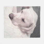 Schattigee vermoeide witte labrador mix hond grijs fleece deken (Voorkant (Horizontaal))