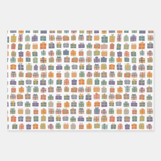 Schattigee Verpakte Geschenken w Bows Vakantie Ker Inpakpapier Vel (Voorkant)