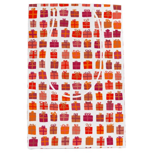 Schattigee Verpakte Geschenken w Bows Vakantie Ker Medium Cadeauzakje (Voorkant)