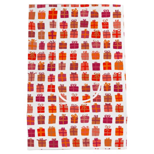 Schattigee Verpakte Geschenken w Bows Vakantie Ker Medium Cadeauzakje (Achterkant)