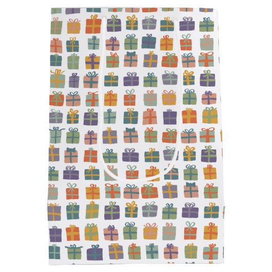 Schattigee Verpakte Geschenken w Bows Vakantie Ver Medium Cadeauzakje (Achterkant)