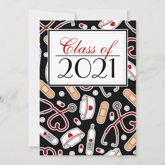 Schattigee Verpleegschool RN Zwart Afstuderen Uitn Kaart (Voorkant)