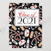 Schattigee Verpleegschool RN Zwart Afstuderen Uitn Kaart (Voorkant / Achterkant)