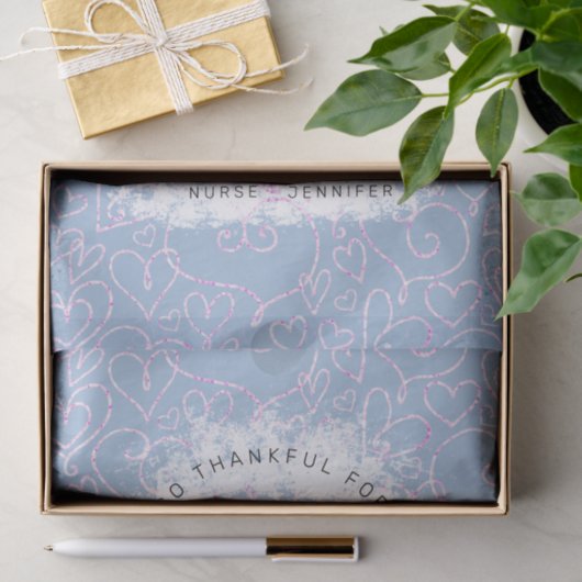 Schattigee Verpleegster Blauw Roze Hart Gepersonal Tissuepapier (Geschenk)