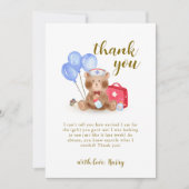 Schattigee verpleegster dokter teddybeer ballon Ba Bedankkaart (Voorkant)