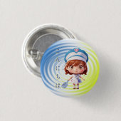 Schattigee Verpleegster met Japanse Groet (2) Badg Ronde Button 3,2 Cm (Voorkant /achterkant)