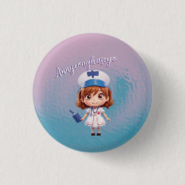 Schattigee Verpleegster met Koreaanse begroeting B Ronde Button 3,2 Cm