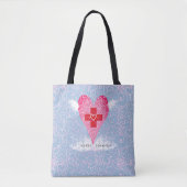Schattigee Verpleegster Roze Rood Hart Met Vleugel Tote Bag (Voorkant)