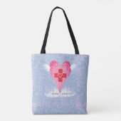 Schattigee Verpleegster Roze Rood Hart Met Vleugel Tote Bag (Achterkant)