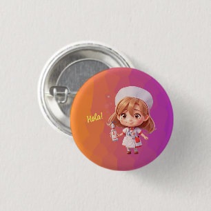 Schattigee Verpleegster Spaans Groet Badge Button