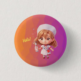 Schattigee Verpleegster Spaans Groet Badge Button