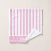 Schattigee Verticale Roze en Witte Gepersonaliseer Bad Handdoek (Wasdoekje)