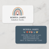 Schattigee vervangende leerkracht Blue Boho Rainbo Visitekaartje (Voorkant / Achterkant)