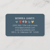 Schattigee vervangende leerkracht Blue Boho Rainbo Visitekaartje (Achterkant)