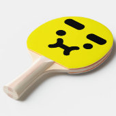 Schattigee Verwarde Pouty Face Gele Ping Pong Padd Tafeltennisbatje (Voorkant Gekanteld)