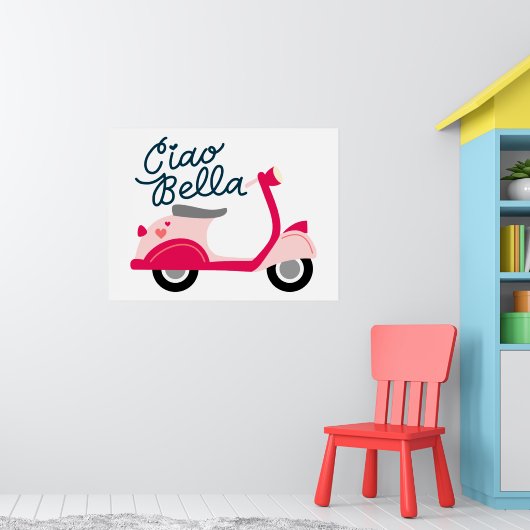 Schattigee Vespa Scooter Ciao Bella Poster (Kinderkamer 1)