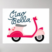 Schattigee Vespa Scooter Ciao Bella Poster (Voorkant)