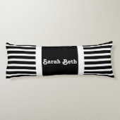 Schattigee Vetgedrukte Strepen Zwart & Wit, jouw n Lichaamskussen (Achterkant)
