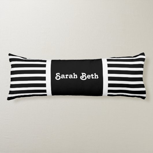 Schattigee Vetgedrukte Strepen Zwart & Wit, jouw n Lichaamskussen (Voorkant)