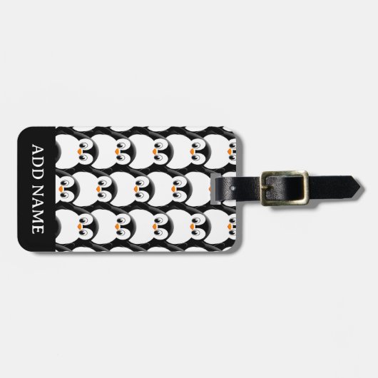 Schattigee Vetpinguïn Alles Over Print Patroon Bagagelabel (Voorkant horizontaal)