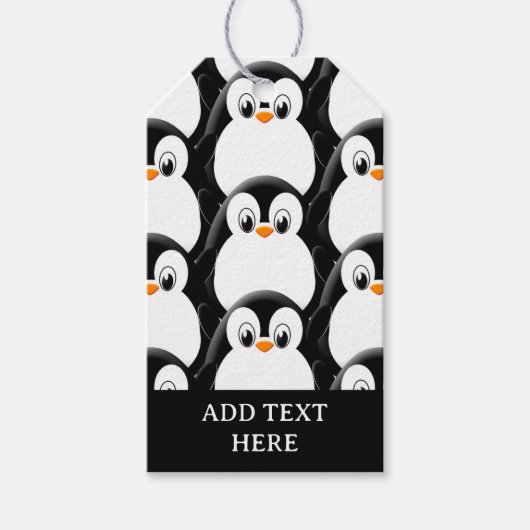 Schattigee Vetpinguïn Alles Over Print Patroon Cadeaulabel (Voorkant)