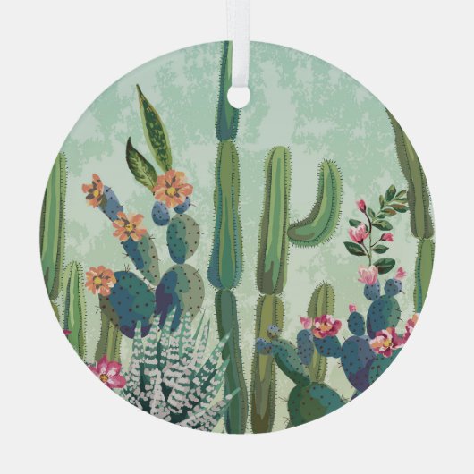 Schattigee vetplanten:  cactus patroon glas ornament (Achterkant)
