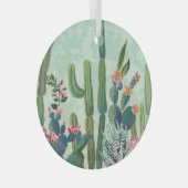 Schattigee vetplanten:  cactus patroon glas ornament (Voorkant Rechts)