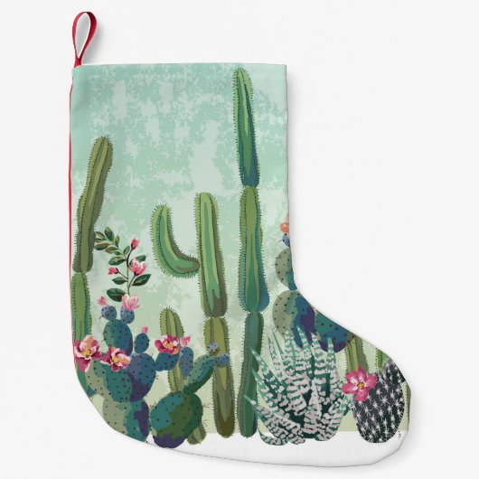Schattigee vetplanten:  cactus patroon kleine kerstsok (Voorkant)