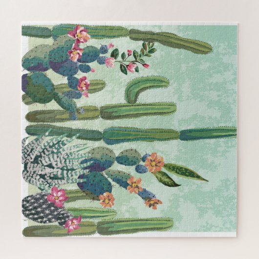 Schattigee vetplanten:  cactus patroon legpuzzel (Horizontaal)