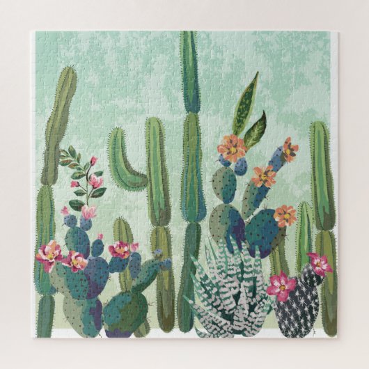 Schattigee vetplanten:  cactus patroon legpuzzel (Verticaal)