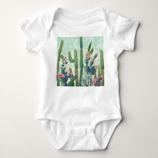 Schattigee vetplanten:  cactus patroon romper (Voorkant)