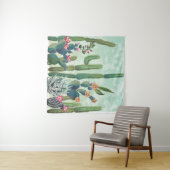 Schattigee vetplanten:  cactus patroon wandkleed (In Situ (horizontaal))