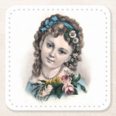 Schattigee  Victoriaans Bloemenmeisje Kartonnen Onderzetters (Voorkant)