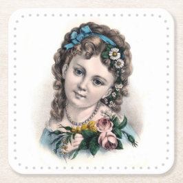 Schattigee  Victoriaans Bloemenmeisje Kartonnen Onderzetters