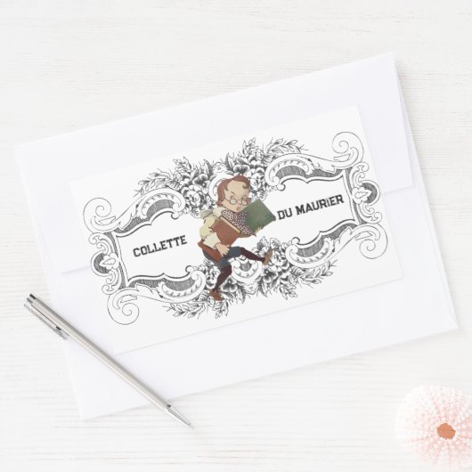 Schattigee Victoriaans Bookish Custom Bookplate Rechthoekige Sticker (Envelop)